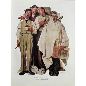 Barbershop Quartet, The Nanny, Crying, Baby Norman Rockwell, Print, Book Page, A
